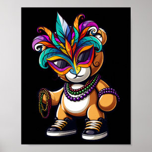 Mardi Gras For Boys Mens Hip Hop Bear New Orleans Poster