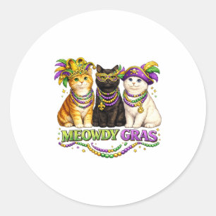 Mardi Gras For Cat Lovers, Funny, Meowdy Gras T-sh Classic Round Sticker