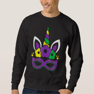 Mardi Gras For Kids Girls Dabbing Jester Unicorn M Sweatshirt