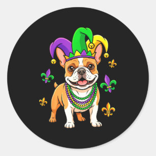 Mardi Gras French Bulldog Nola Fat Tuesday Cute Fr Classic Round Sticker