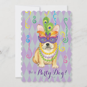 Mardi Gras Frenchie Invitation