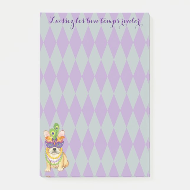 Mardi Gras Frenchie Post-it Notes (Front)