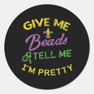 Mardi Gras Funny Beads Unique New Orleans Gift Classic Round Sticker