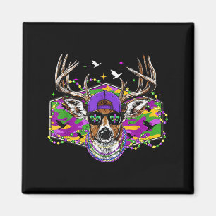 Mardi Gras Funny Deer Hunting Camo Carnival Men Wo Magnet