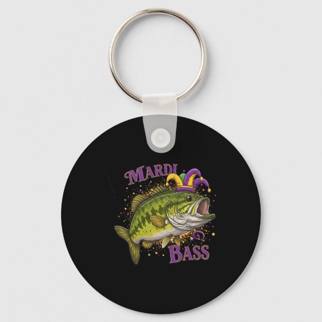Mardi Gras - Funny Fishing Design  Key Ring (Front)