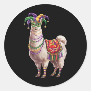 Mardi Gras Funny Llama No Probllama New Orleans Lo Classic Round Sticker