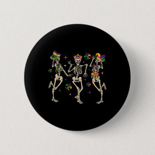 Mardi Gras Funny Skeletons Dancing Carnival Parade 6 Cm Round Badge