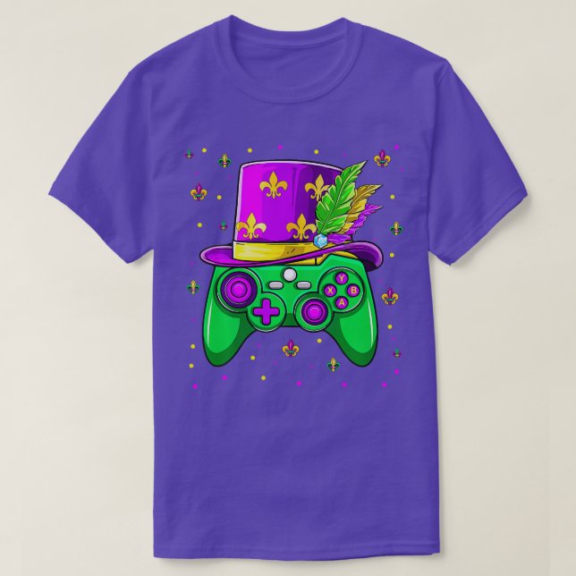 Mardi Gras Gamer Toddler Kids Gaming TShirt (Design Front)
