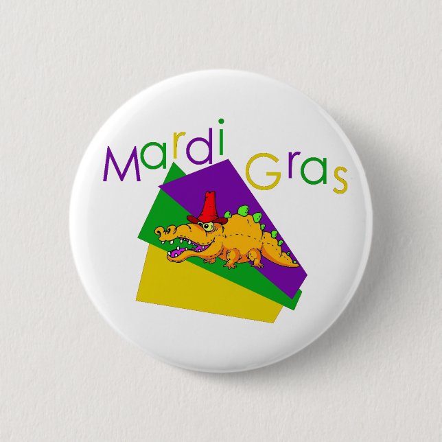 Mardi Gras Gator 6 Cm Round Badge (Front)