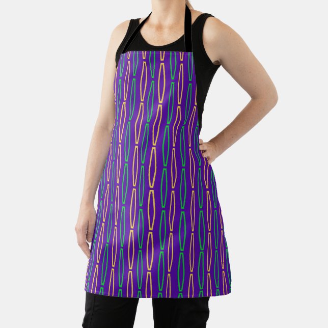 Mardi Gras Geometric Repeat  Apron (Insitu)