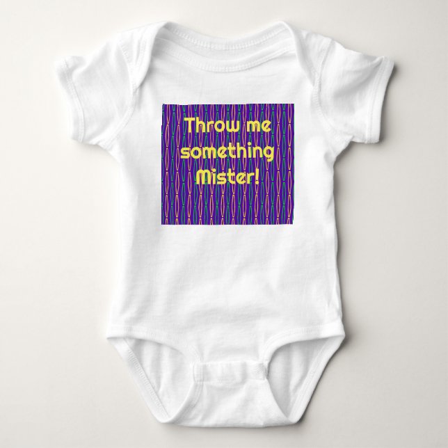 Mardi Gras Geometric Repeat  Baby Bodysuit (Front)