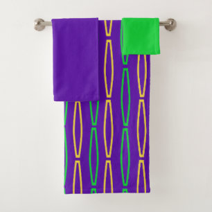 Mardi Gras Geometric Repeat  Bath Towel Set