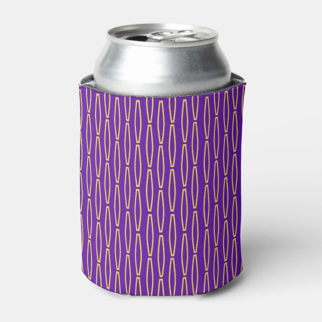 Mardi Gras Geometric Repeat  Can Cooler (Can Front)