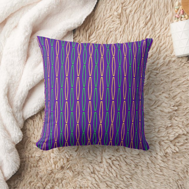 Mardi Gras Geometric Repeat  Cushion (Blanket)