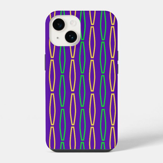 Mardi Gras Geometric Repeat  iPhone Case (Back)