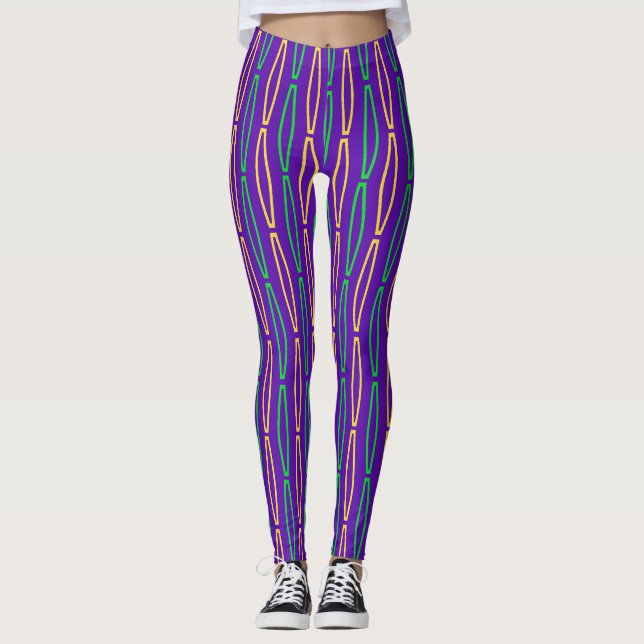 Mardi Gras Geometric Repeat  Leggings (Front)