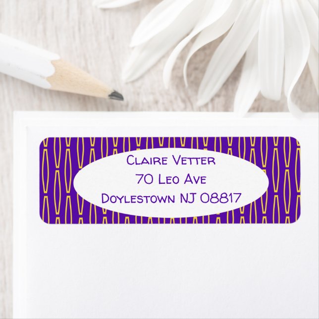 Mardi Gras Geometric Repeat  Return Address Label (Insitu)