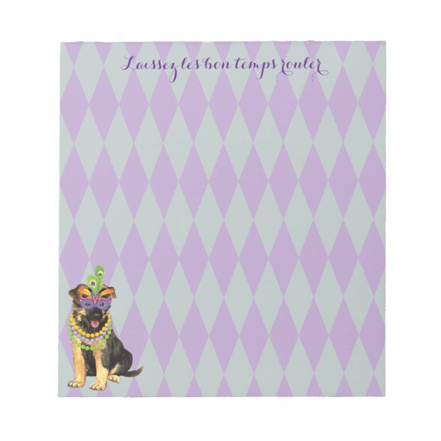 Mardi Gras German Shepherd Notepad (Front)