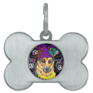 MARDI GRAS GERMAN SHEPHERD PET ID TAG
