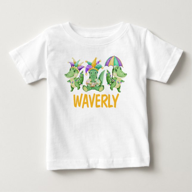 Mardi Gras Gingham and Gators Name Shirt (Front)