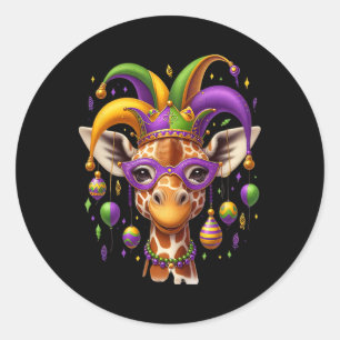 Mardi Gras Giraffe  Classic Round Sticker