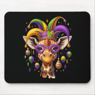 Mardi Gras Giraffe Mouse Pad