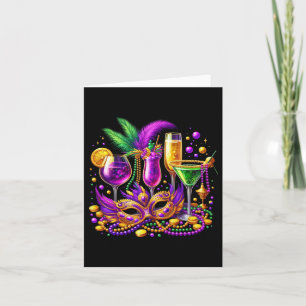 Mardi Gras Gl Of Wine Drinking Team Wine Festival Card