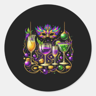 Mardi Gras Gl Of Wine Drinking Team Wine Festival Classic Round Sticker