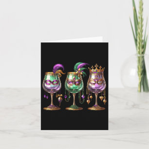Mardi Gras Gl Of Wine Funny Drinking Wine Festival Card