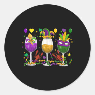 Mardi Gras Gl Of Wine Funny Drinking Wine Festival Classic Round Sticker
