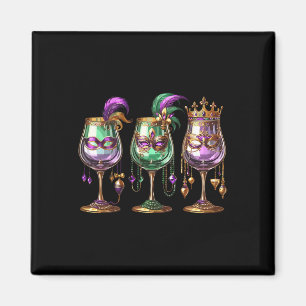 Mardi Gras Gl Of Wine Funny Drinking Wine Festival Magnet