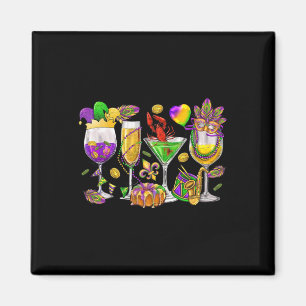 Mardi Gras Gl Of Wine Funny Drinking Wine Festival Magnet