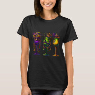 Mardi Gras Gl Of Wine Funny Drinking Wine Festival T-Shirt