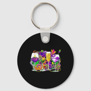 Mardi Gras Gl Of Wine Key Ring