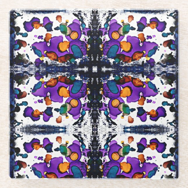 Mardi Gras Glass Coaster (Front)