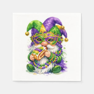 Mardi Gras Gnome Eating King Cake Napkin