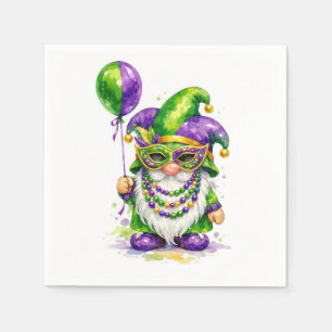 Mardi Gras Gnome With Party Balloon Napkin