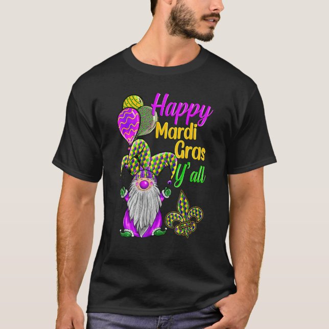 Mardi Gras Gnomes Fleur De Lis Costume Carnaval Pa T-Shirt (Front)