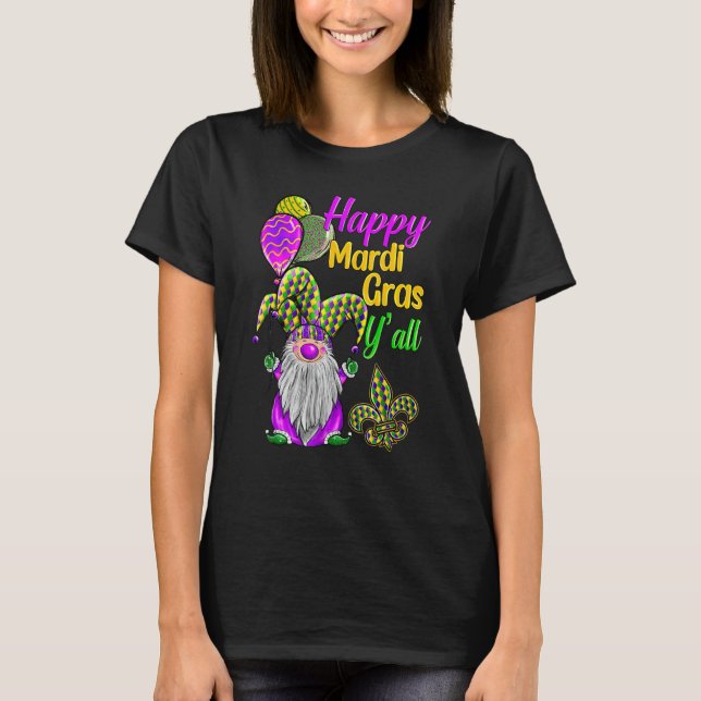 Mardi Gras Gnomes Fleur De Lis Costume Carnaval Pa T-Shirt (Front)
