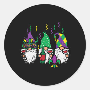 Mardi Gras Gnomes Funny Outfit Gnomies Squad Tee W Classic Round Sticker