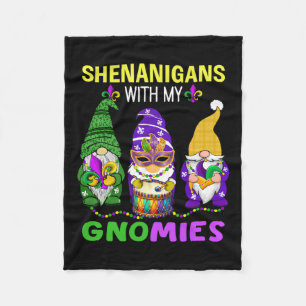 Mardi Gras Gnomes Leopard Carnival New Orleans Tri Fleece Blanket