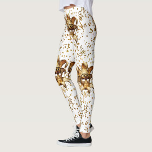 Mardi Gras Gold Mask And Confetti Leggings