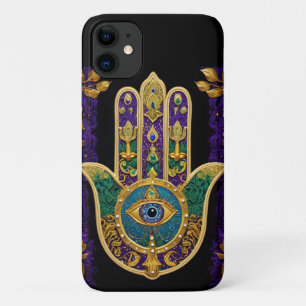 Mardi Gras Gold Purple Green Hamsas Art iPhone 11 Case