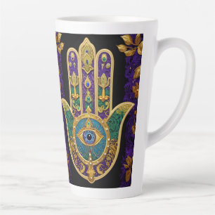 Mardi Gras Gold Purple Green Hamsas Art Latte Mug