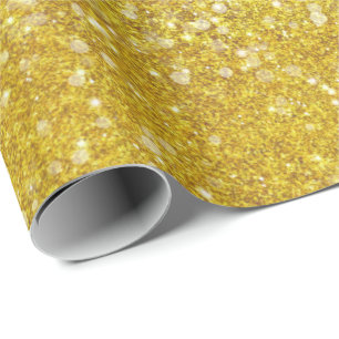 Mardi Gras Gold Solid Colour Faux Glitter Bling Wrapping Paper