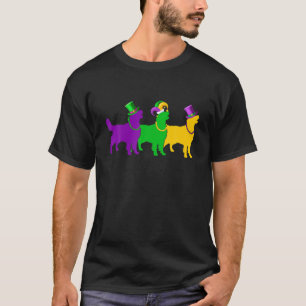 Mardi Gras Golden Retriever Dog Bead Jester Funny T-Shirt