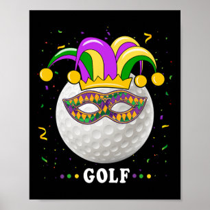 Mardi Gras Golf Costume Mardi Gras Jester Hat Golf Poster