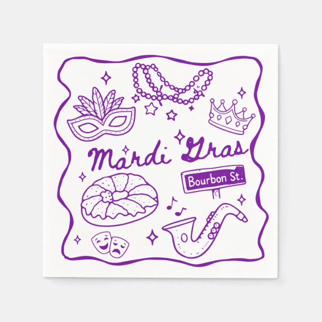 Mardi Gras Graduation Napkin (Front)