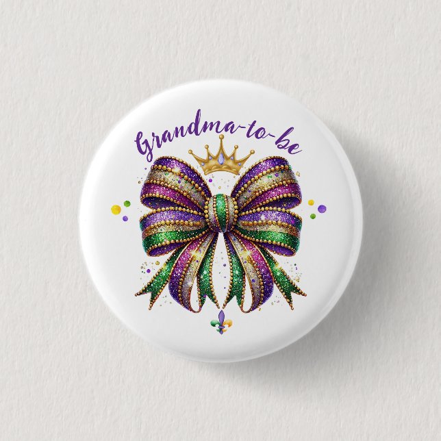 Mardi Gras Grandma-to-be 3 Cm Round Badge (Front)
