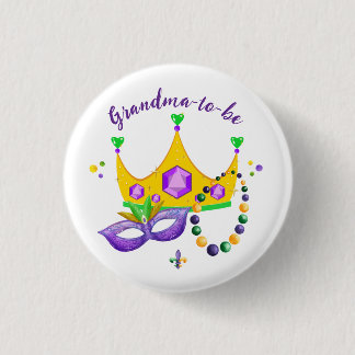 Mardi Gras Grandma-to-be 3 Cm Round Badge